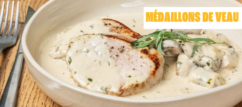 Médaillons de veau à la crème de moutarde et estragon