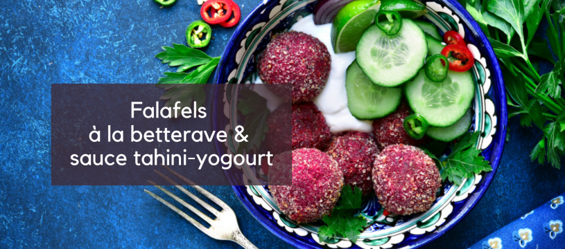 Falafels with beetroot and tahini yoghurt sauce