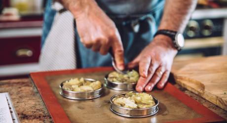 Scallops and smashed potatoes with seaweed butter